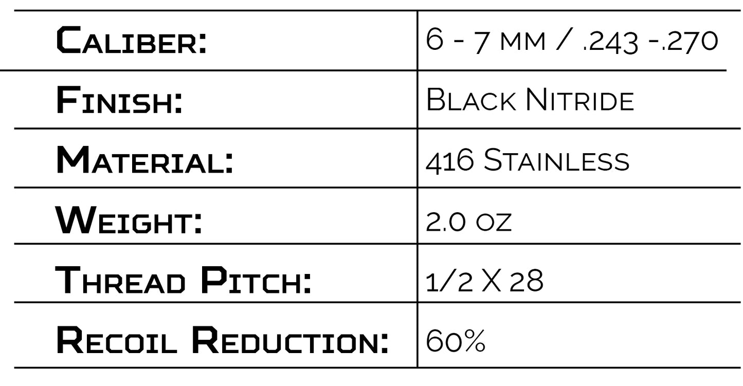 JT-300 Muzzle Brake (.243-.270-6.5 creedmoor - 7 mm)